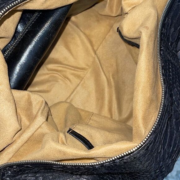 Pauric Sweeney Womens Leather Phyton Braided Shoulder Bag Black Brown Medium - Picture 8 of 9